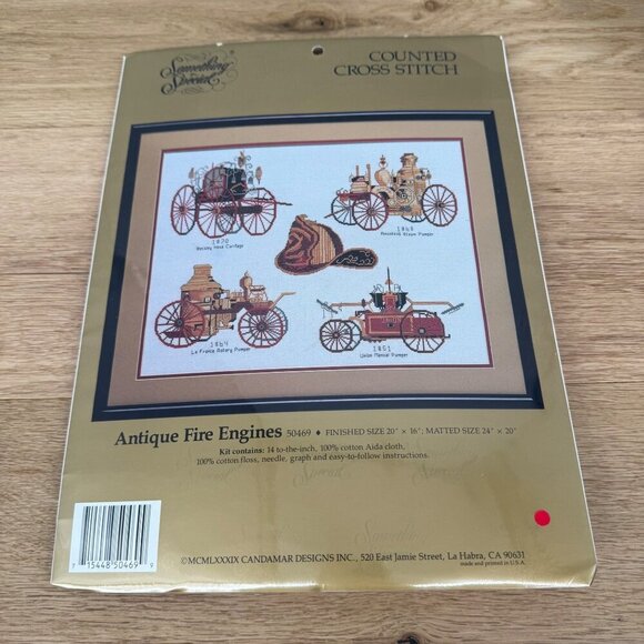 Cadamar Designs Antique Fire Engines Counted Cross Stitch Kit 50469 NEW SEALED - Picture 1 of 5
